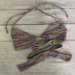 Aerie Space Dye Pique Wrap Halter Bikini Top size small